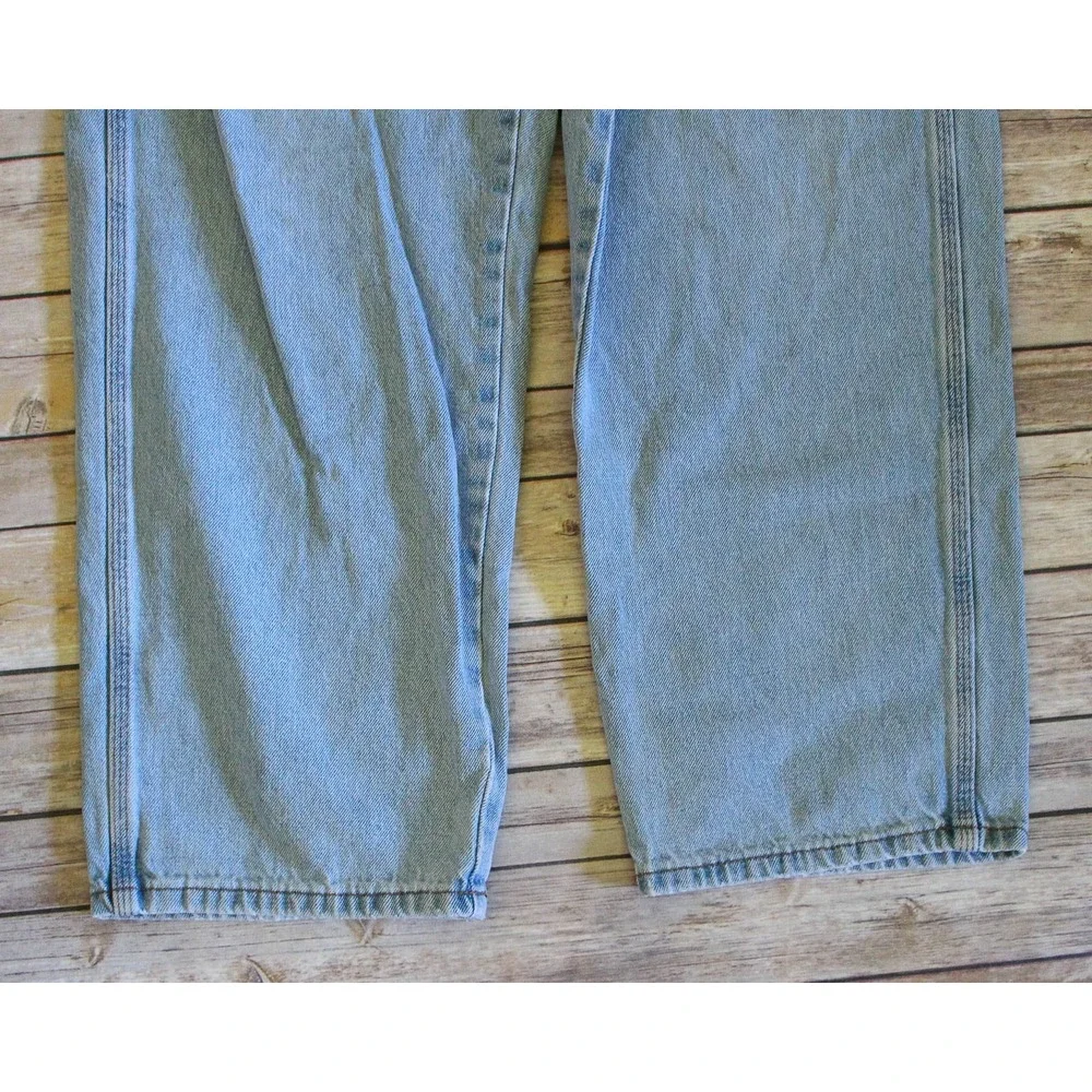 Butter Goods Baggy Fit Jeans Mens 32 x 27 Light Blue Embroidered Wide Leg Skate
